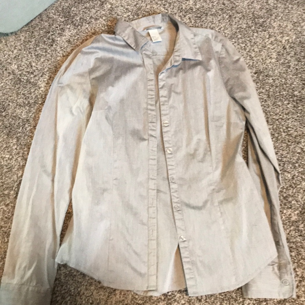 Grey button down dress blouse